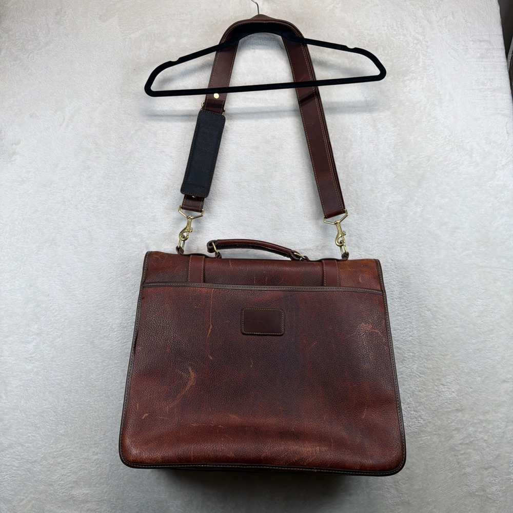 Vintage Orvis Leather Briefcase Attache Messenger Laptop Bag Brown Shoulder - Picture 8 of 16